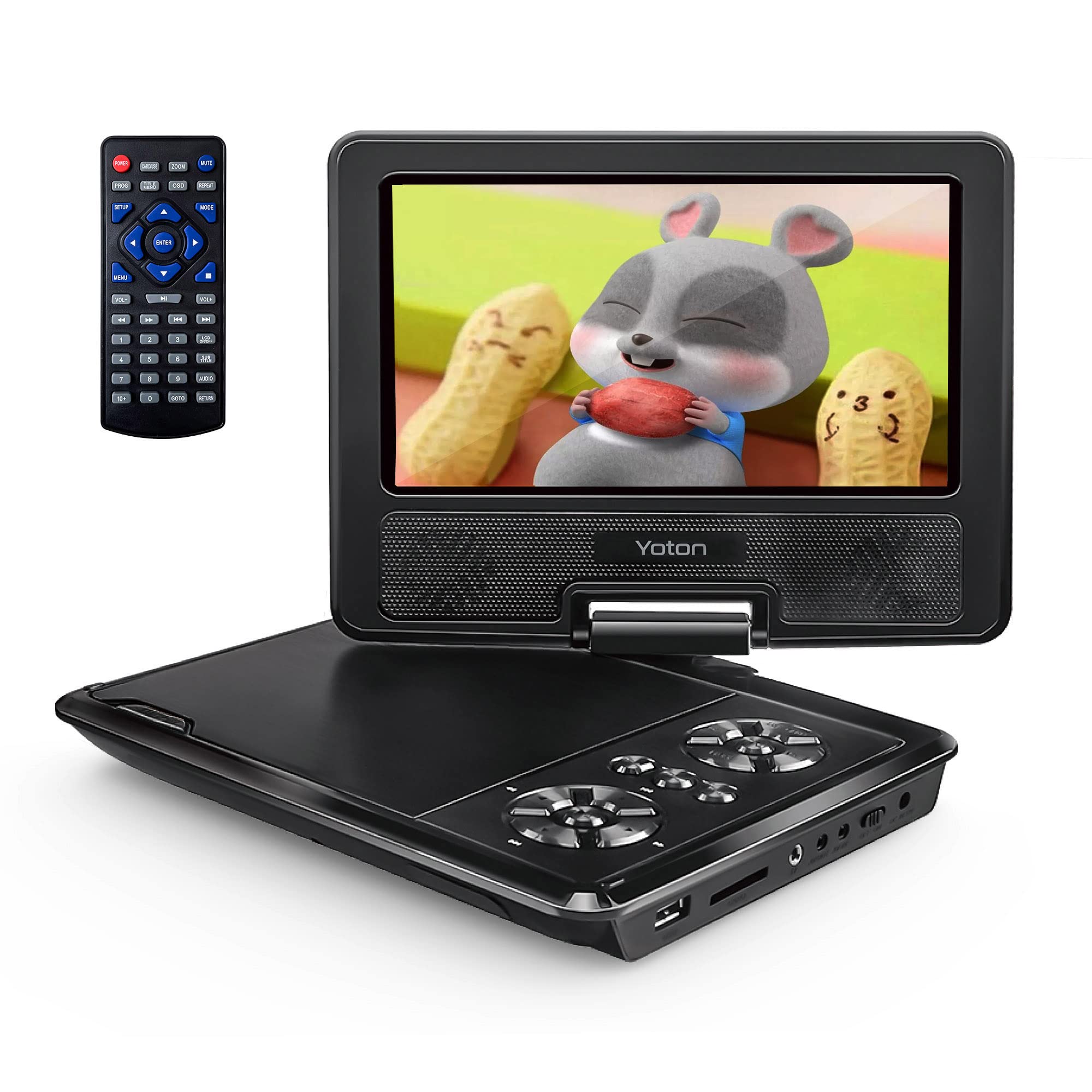 YOTON Reproductor de DVD portátil de 9,5 para niños y coche, pantalla  giratoria HD de 7,5 con batería integrada de 4 a 6 horas, compatible con  pantalla de sincronización con TV, compatible