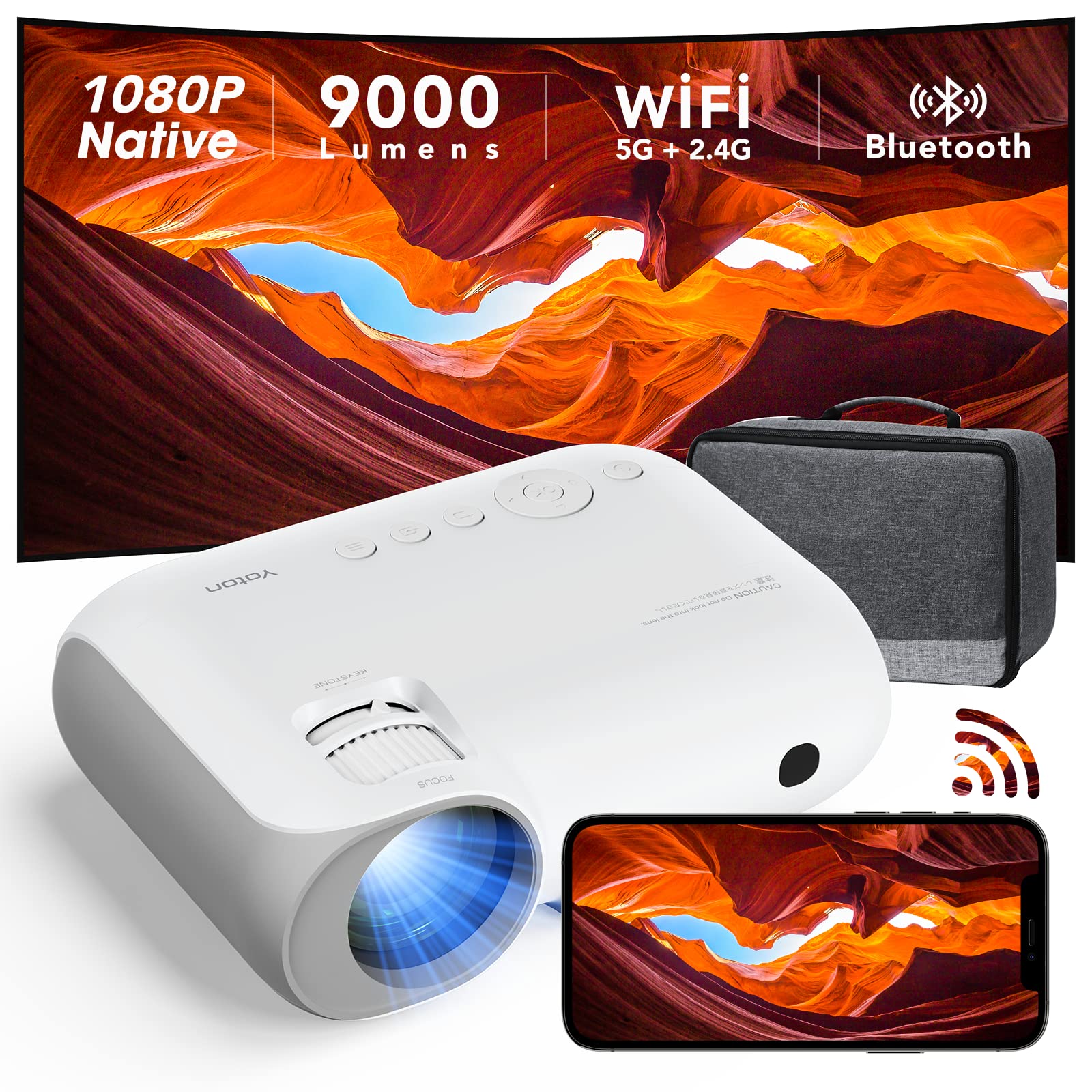 QIAOLET Mini Projector Full HD,Protable Beamer Native 1080P met 5G WIFI en Bluetooth,Slimme Android-Videoprojector Compatibel met Telefoon, IPhone, Smartphone,USB,HDMI,TV-Stick,voor Thuisbioscoop QIAOLET Mini Projector Full HD,Protable Beamer Native 1080P met 5G WIFI en Bluetooth,Slimme Android-Videoprojector Compatibel met Telefoon, IPhone, Smartphone,USB,HDMI,TV-Stick,voor Thuisbioscoop